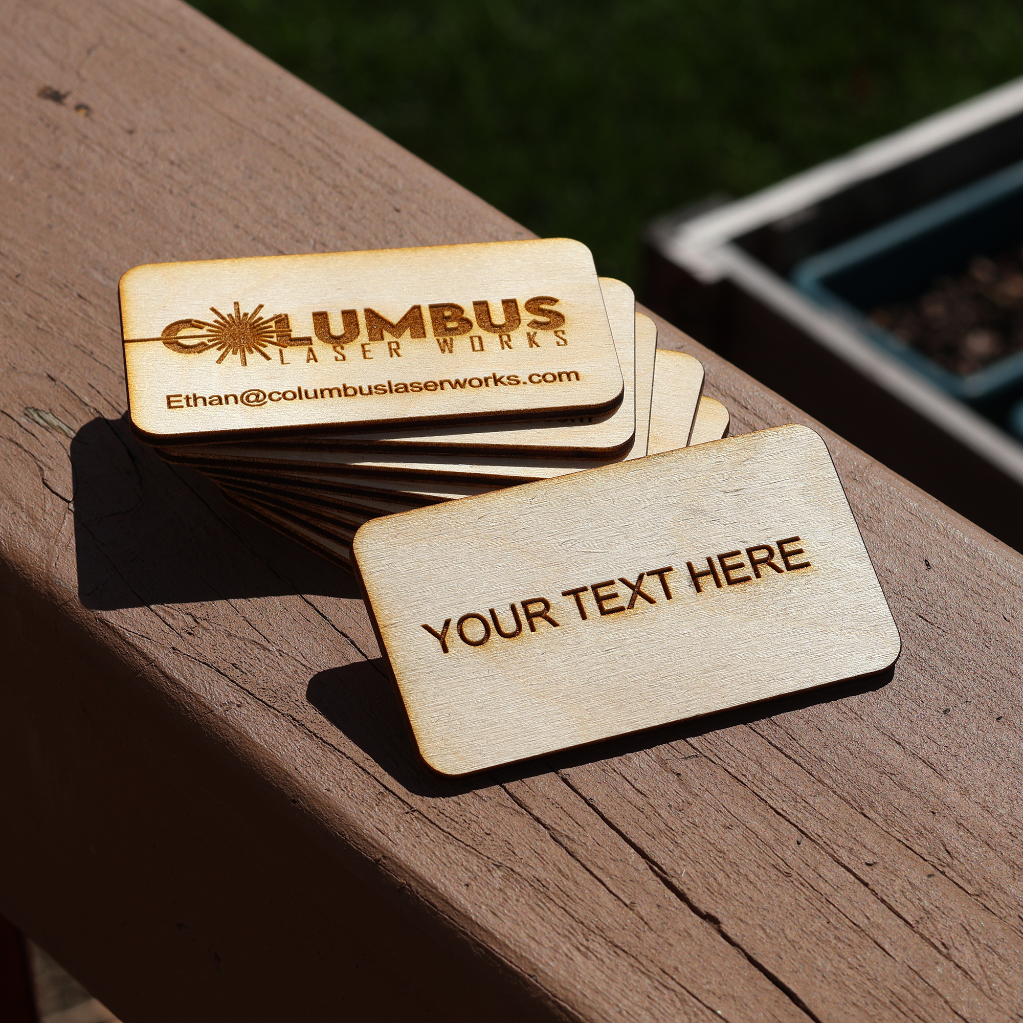 Laser engraved business card